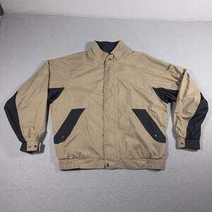 FootJoy DryJoys Jacket Mens Large Tan Black Golf Rain Windbreaker Polyester